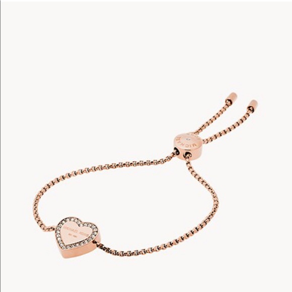 Michael Kors Jewelry - Michael Kors Logo Heart Bracelet Rose Gold NWT